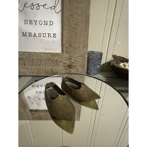 3 1/2 Inch Vintage‎ Brass Shoe Micro Ashtray Made In India (2) Tiny Trinkets